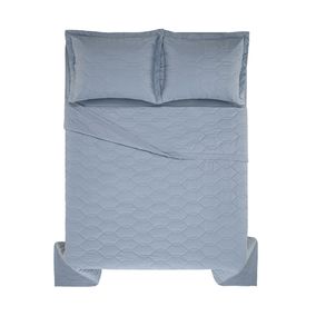 Cubrecama Karsten Liss Súper King 180 hilos Azul Piedra