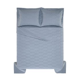 Cubrecama Karsten Liss 1.5 plazas 180 hilos Azul Piedra